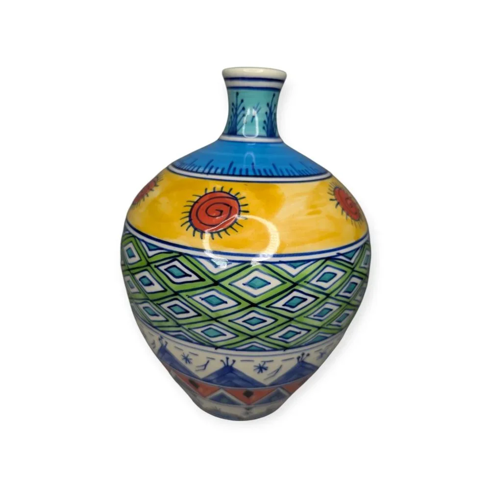 Ceramic Bulb Vase Colorful Decorative Vase 9.5